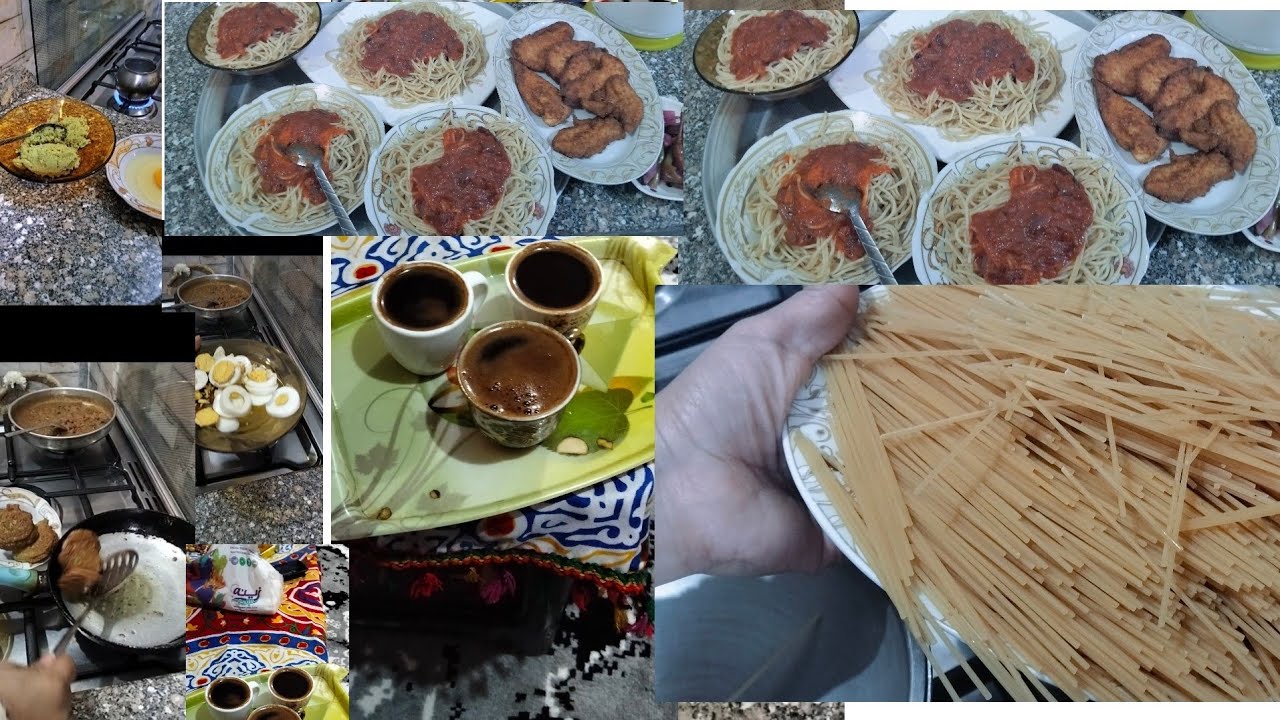 اذي تعملى غداء سهل وسريع (طريقة عمل المكرونه بالصلصه الحمراء وعمل البنيه)