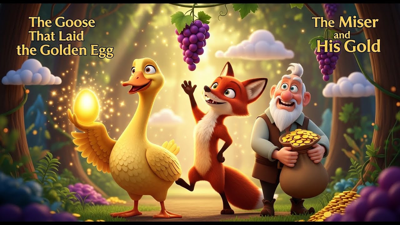 ఈ వీడియోలో మూడు అద్భుతమైన నైతిక కథలు ఉన్నాయి | The Goose That Laid the Golden Egg | The Fox and rape