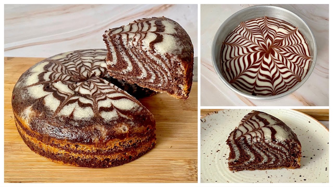 Chocolate Marble Cake In Kadai | No Egg, No Oven Best Chocolate Marble Cake | Eggless Zebra Cake