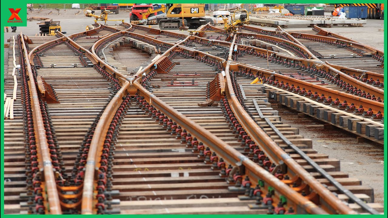 Railroad Construction Process. Efficient Track Laying Technology And Railroad Thermite Welding
