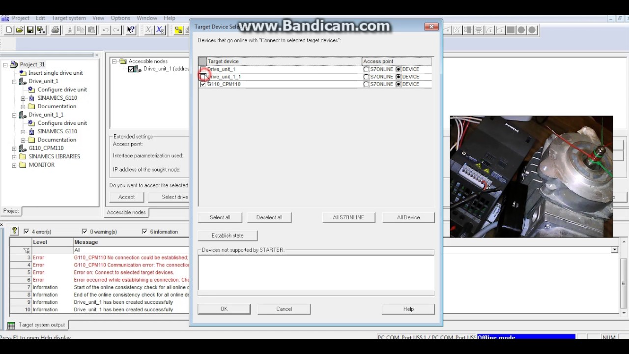 Starter V4.5.1 SIEMENS  SINAMICS G110_CPM110_RS-485_USS