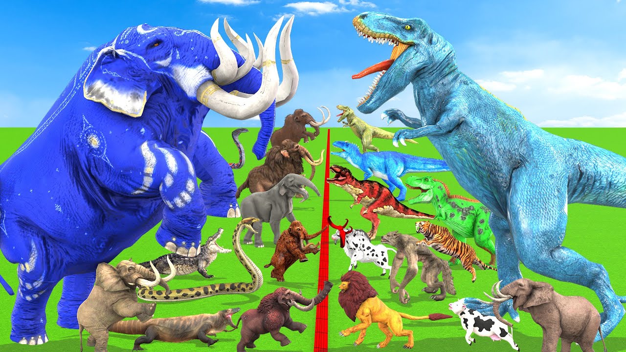 Animal vs Dinosaurs vs Reptiles vs Prehistoric Mammals Size Mammoth Vs T-Rex Vs Elephant Vs Snake