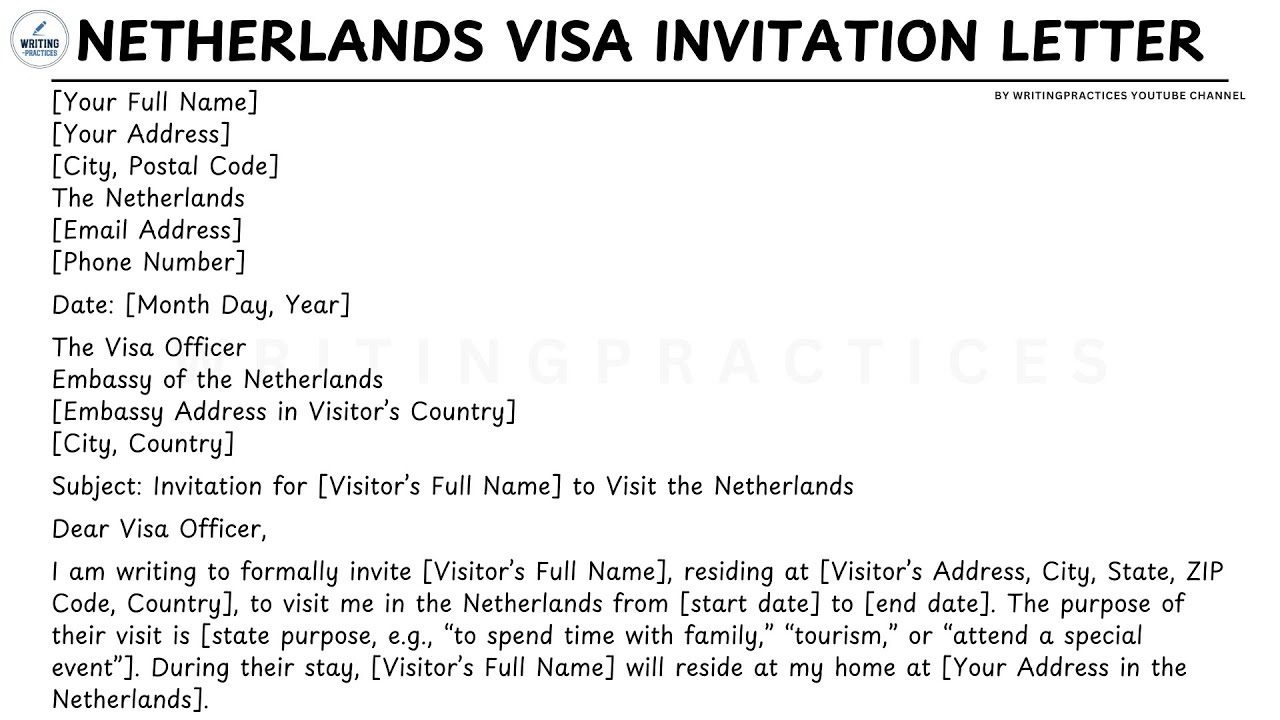 [LETTER TEMPLATE] How To Write A Netherlands Visa Invitation Letter Steps Guide | Writing Practices