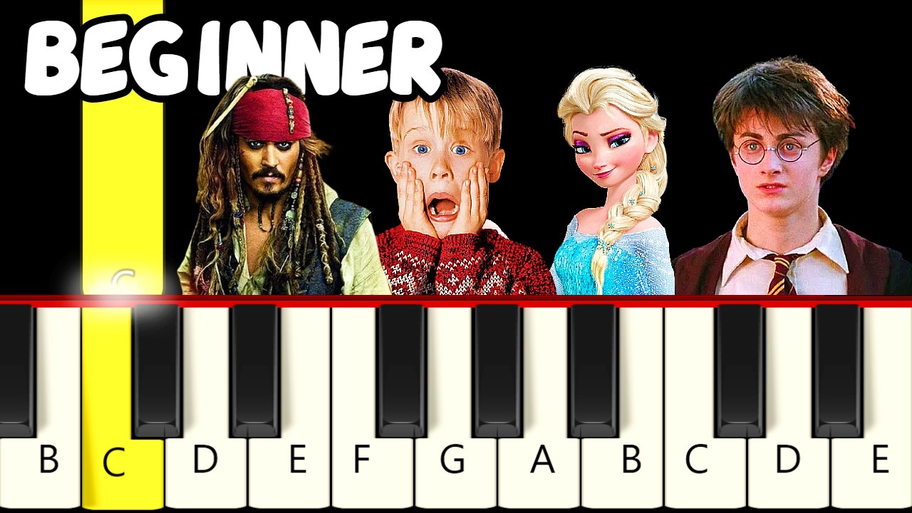 10 Movie Themes Everyone Knows – Very Easy & Slow Piano Tutorial (Melody Only) – Beginner