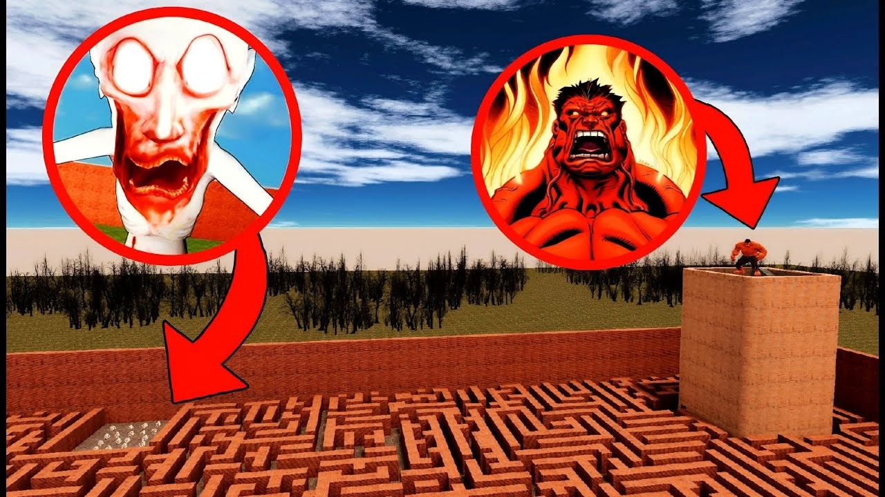 SCP 096 VS RED Hulk RULK in Garrys Mod