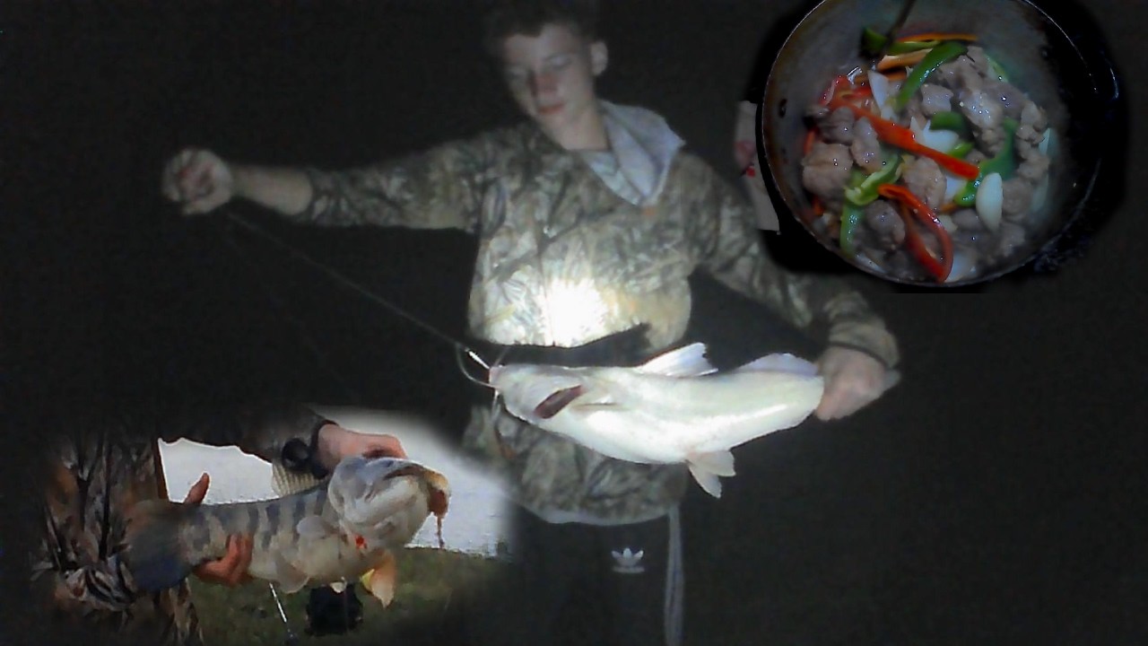 Pesca, cocina y campamento en laguna, muchas especies y peces gigantes, cocina con cerveza negra