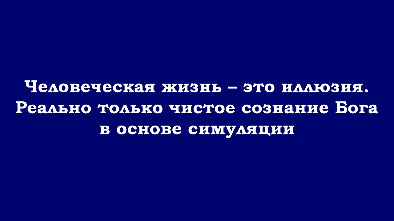 Человеческая жизнь – это иллюзия. Реально только чистое сознание Бога в основе симуляции