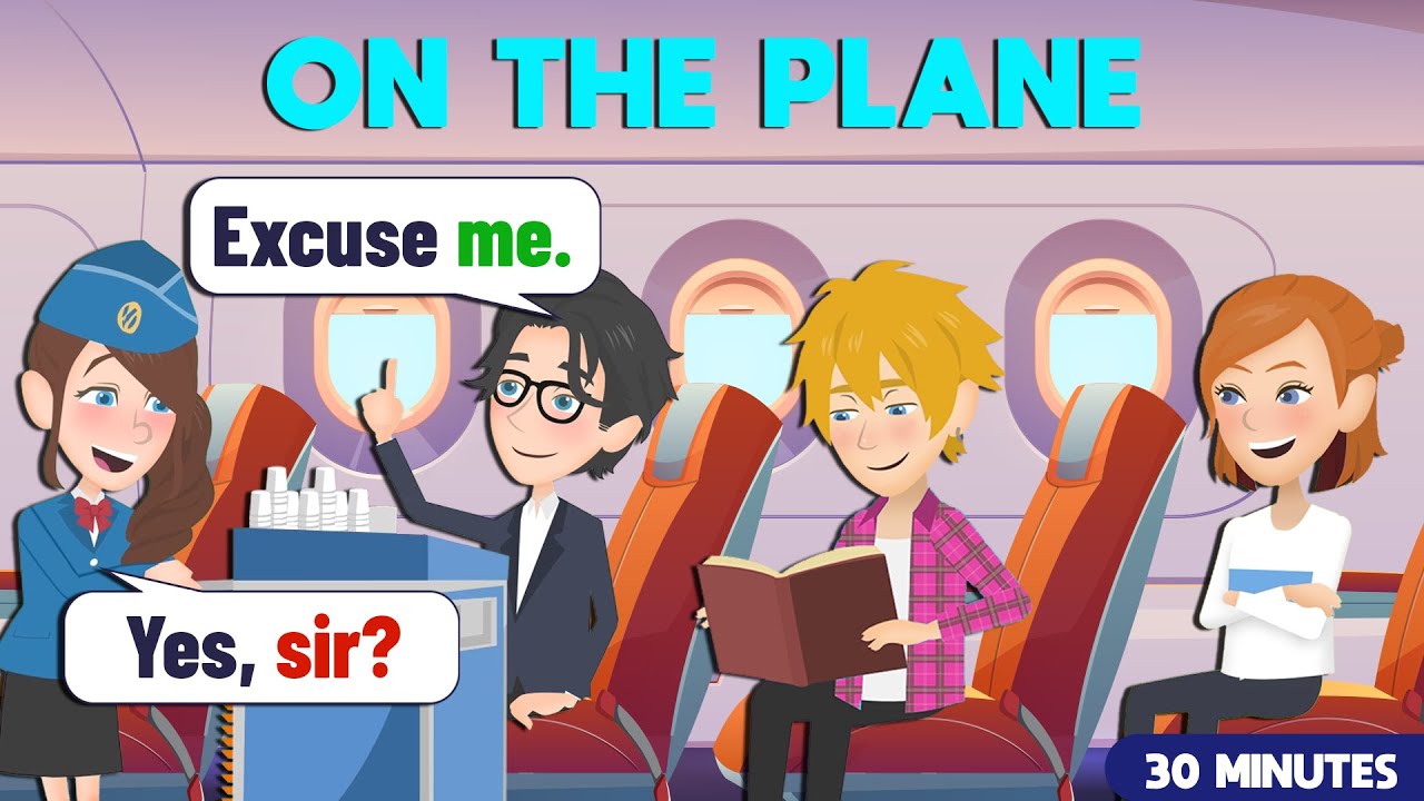 Learn Real-life English Speaking Practice Conversations with Different Topics | On The Plane | A1-A2