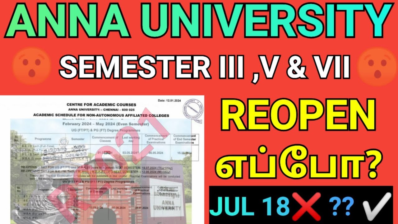 Anna University 7th,5th & 3rd Semesters Reopen?🤔 | Engineering Semester III,V,VII Reopen | R2021 |AU