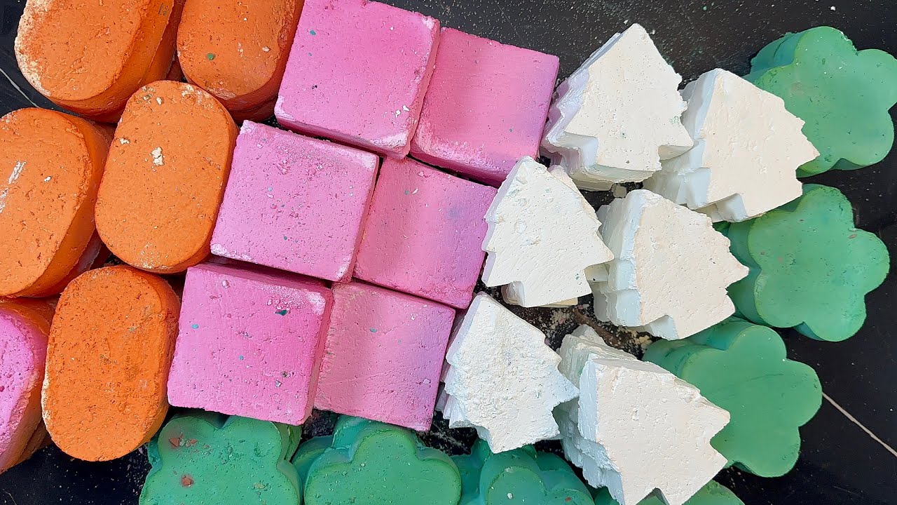 Orange and pink Powdery Gritty| Green and White crispy and Squeaky | Satisfying