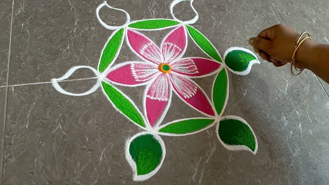 Ugadi muggulu | Simple rangoli with 5*3 dots | Festival kolam | Ugadi special rangoli| Mango rangoli