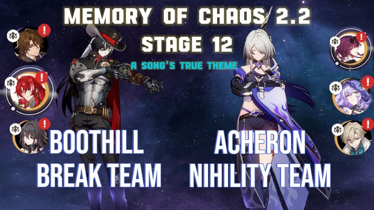 【Honkai Star Rail】NEW Memory of Chaos 2.2 | E6 S1 Boothill & E6 S5 Acheron | Stage 12 Full Stars ⭐