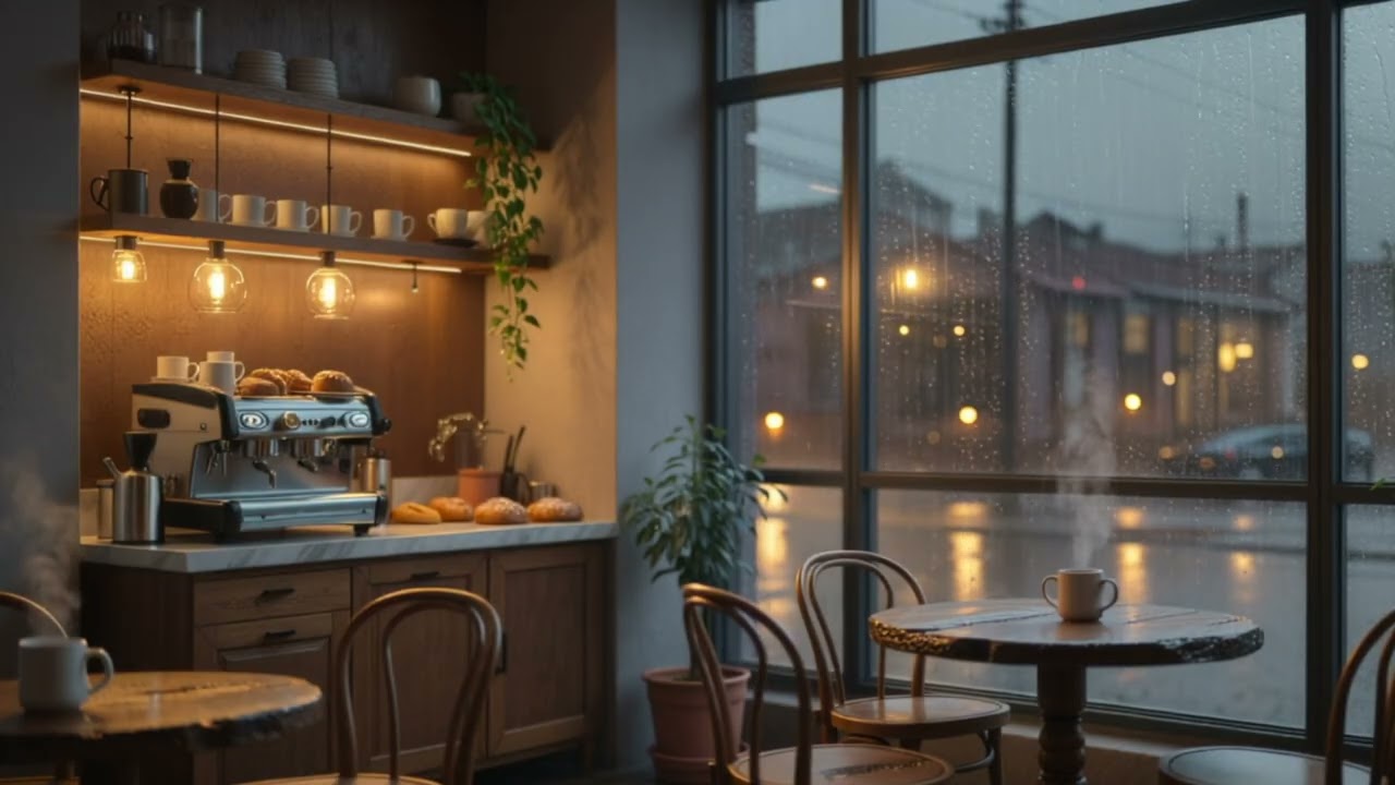 White Noise & Rain Sounds for Deep Sleep 🌧️ Cozy Coffee Shop Window Ambience | Relaxing Sleep Sounds