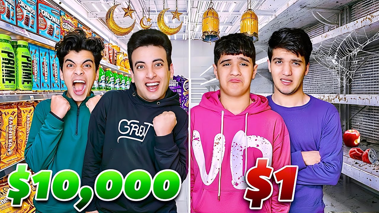 تحدي شراء سحور رمضان 🌙 بـ1$ مقابل 10,000$ 🤑 مروان والحسين ( اتخانقو ) 😱 !