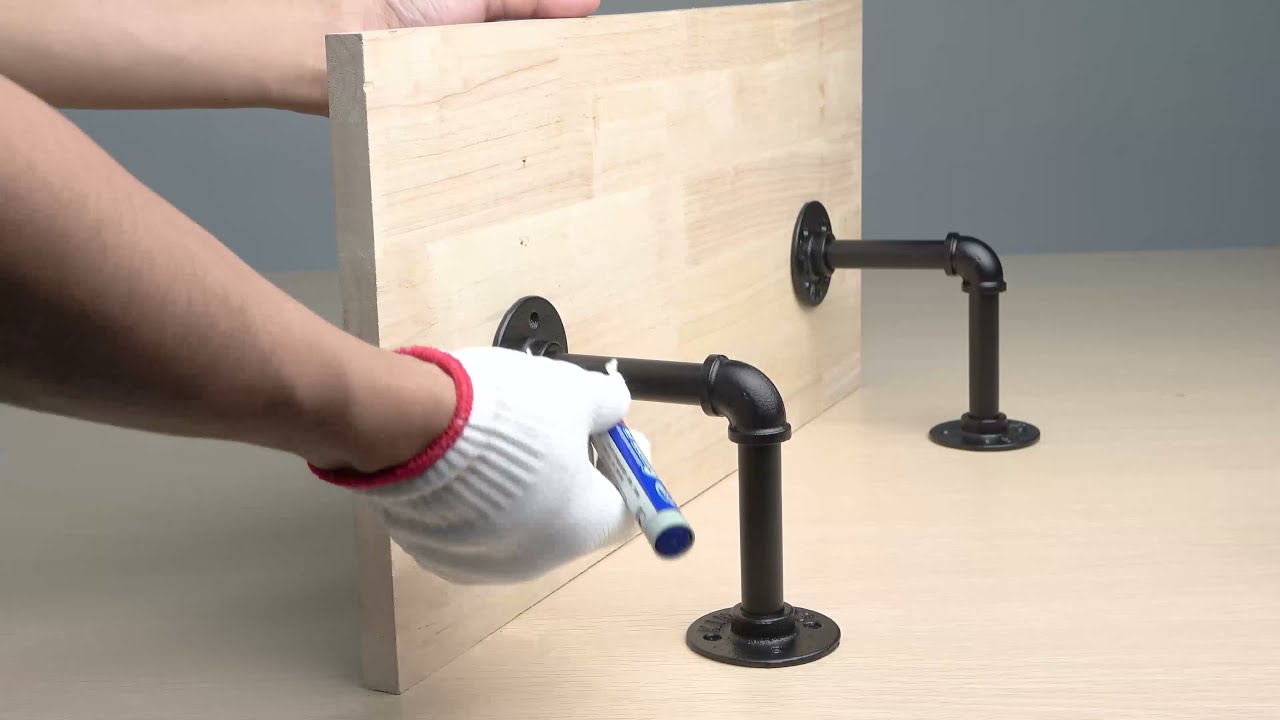 [eSynic] 4Pcs Pipe Shelf Brackets Tube Rack with Industrial style