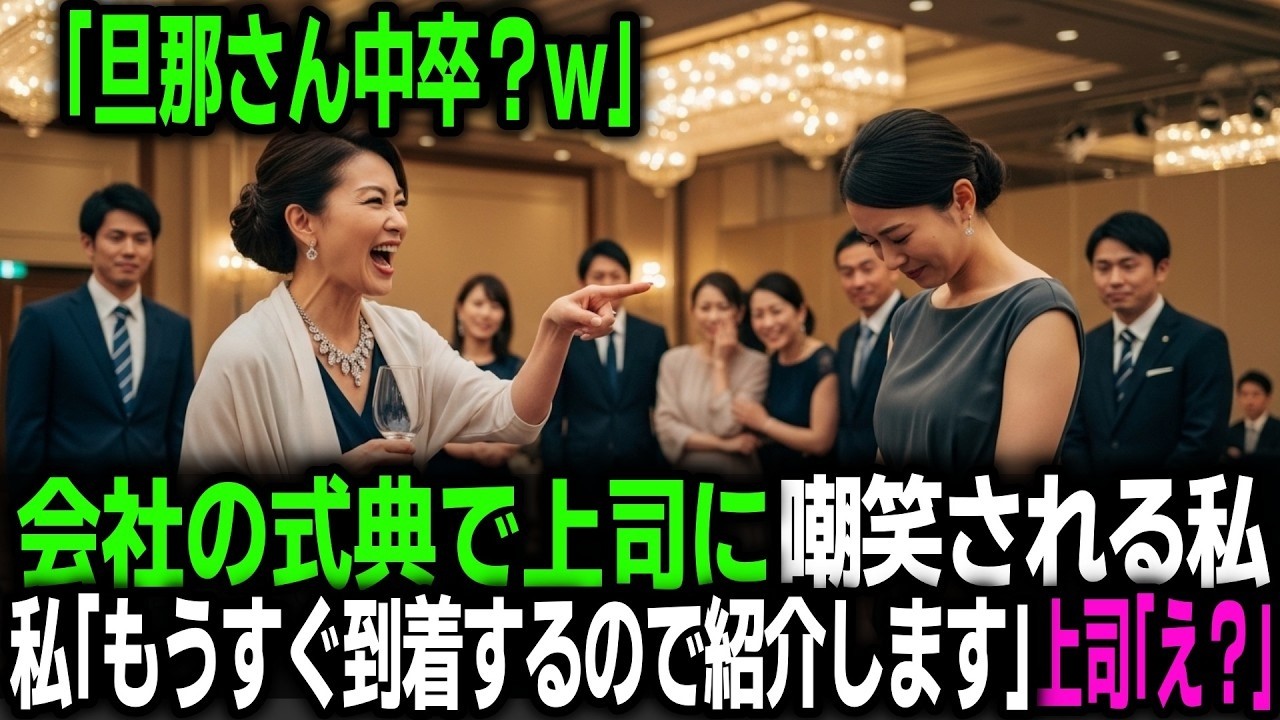「旦那さん中卒？w」会社の式典で上司に嘲笑される私。「もうすぐ到着するので紹介します」上司「え？」