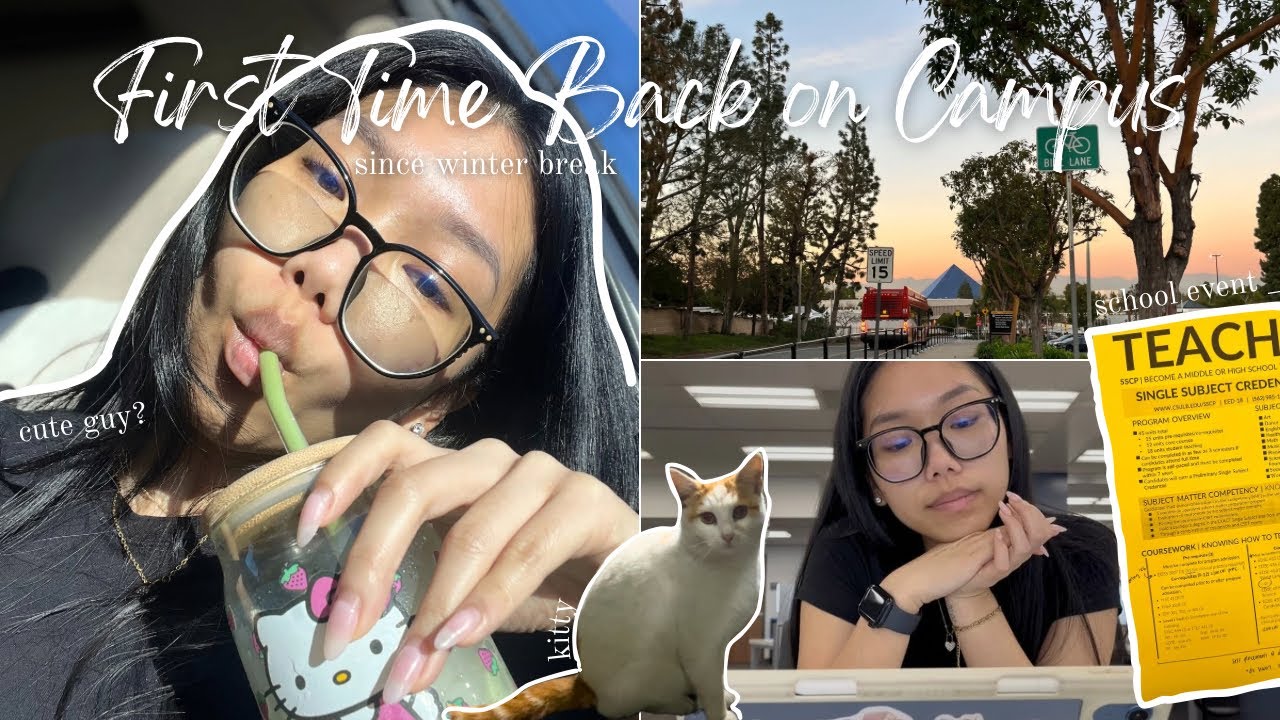 first time back on campus 🍵💻 .✦ ݁˖ school events, girl talk, and kitty