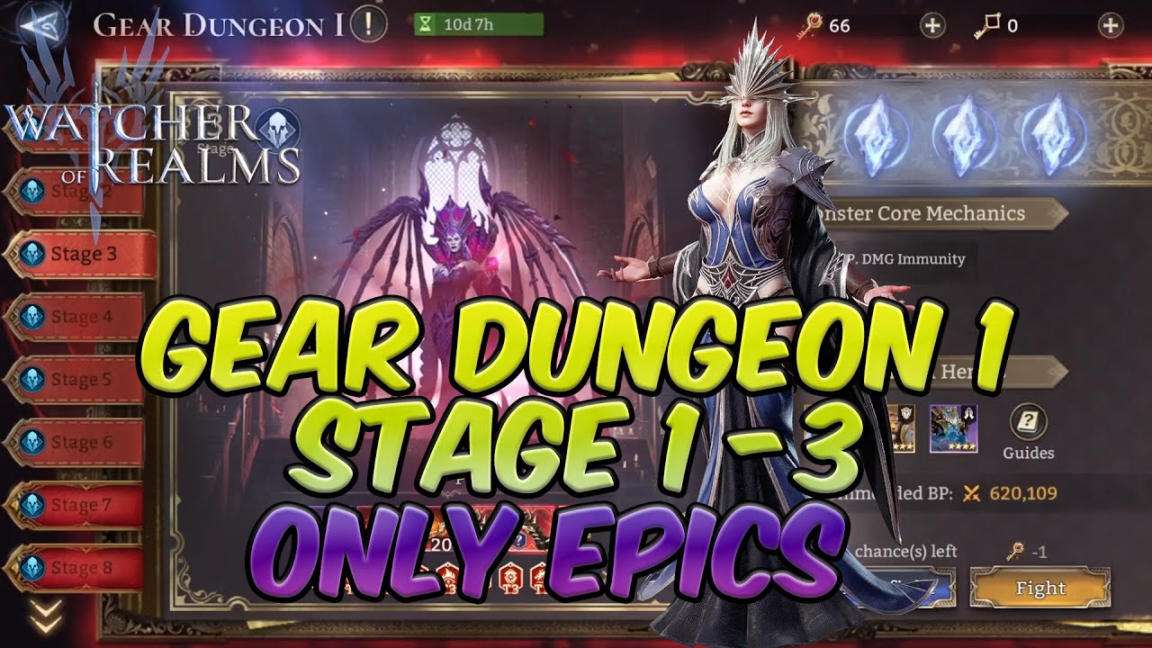 Gear Dungeon 1 Stage 1-3 EPICS ONLY | Watcher of Realms