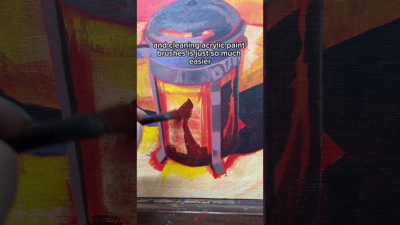 Painting a French Press in Acrylics ☕️ #arylicpainting #stilllife