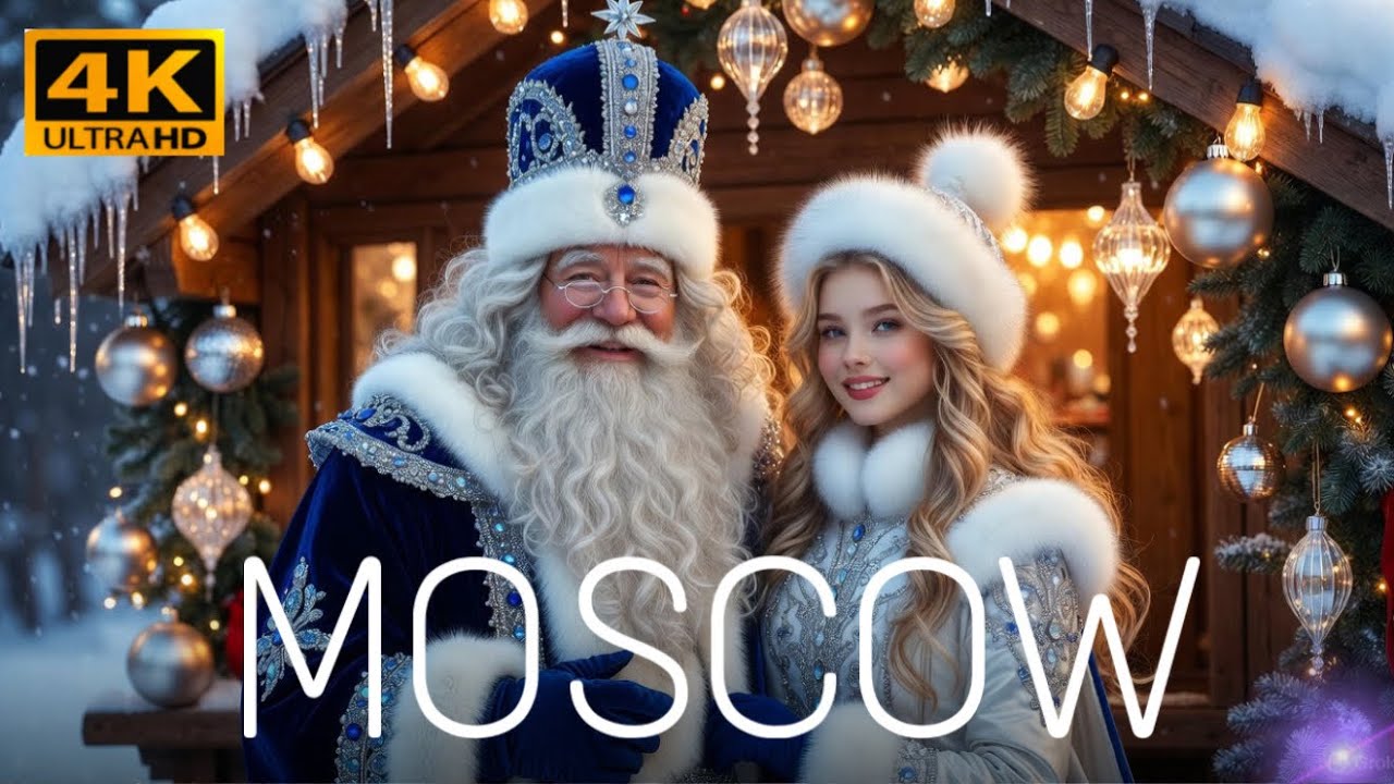 [4K] A WALK INTO MOSCOW’S CHRISTMAS MAGIC — LIGHTS, TREES & FESTIVE ATMOSPHERE