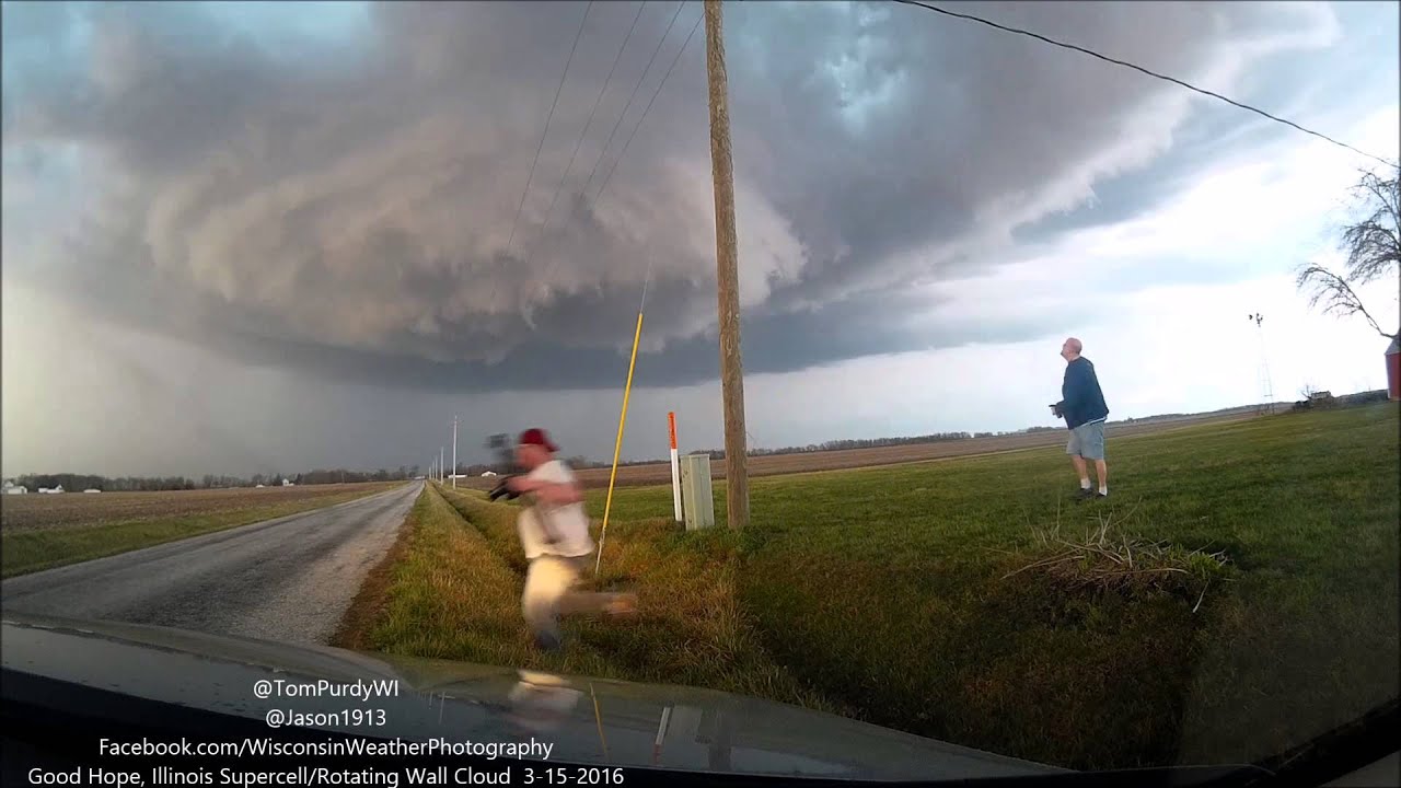 Good Hope, Illinois rotating wall cloud/tornado time-lapse 3-15-16