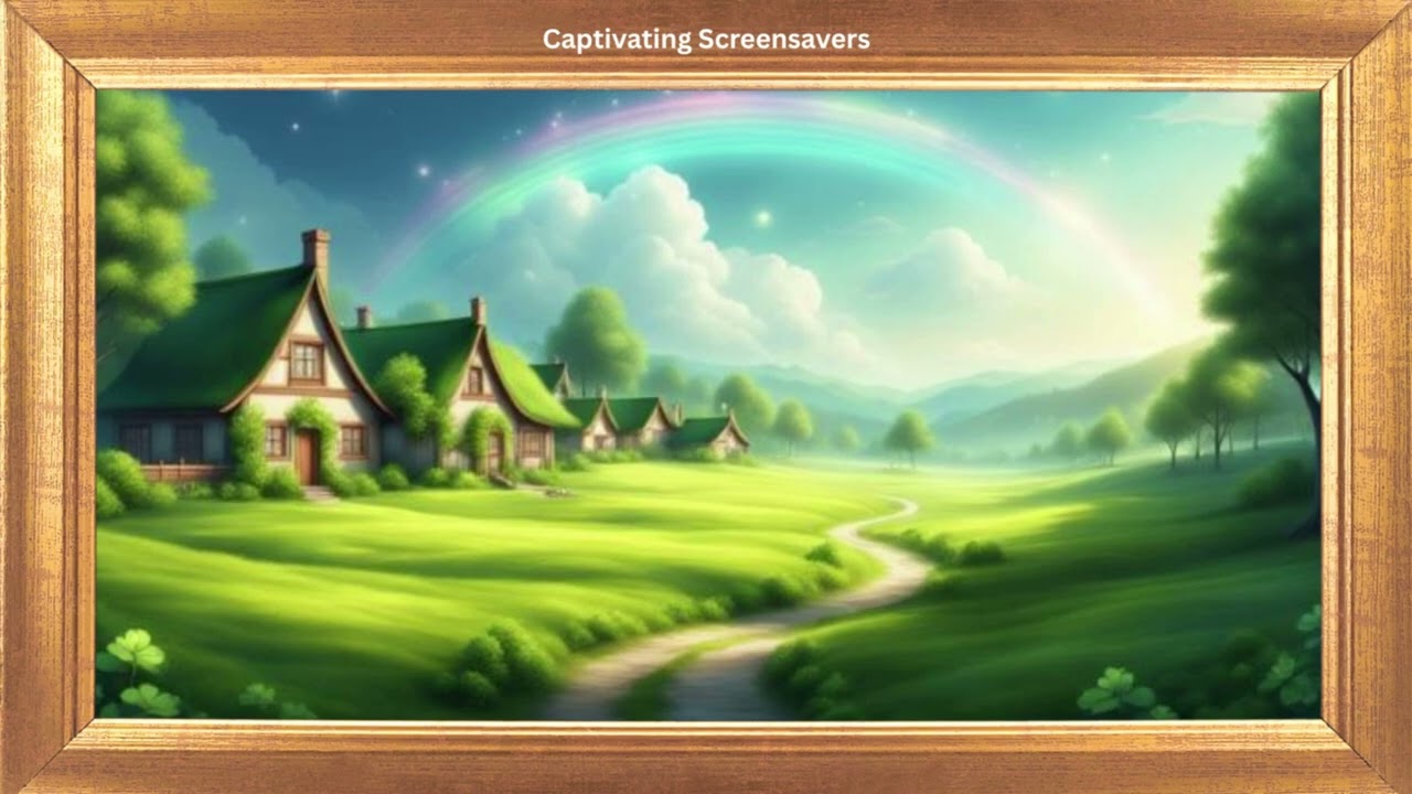 Village of Storybook Cottages | Gold Frame | Winter TV Art Loop | No Sound