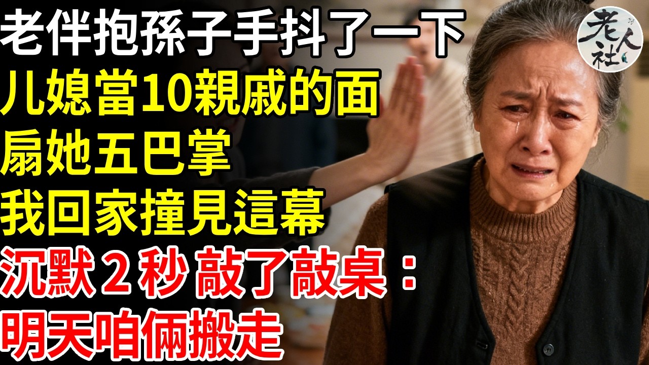 年三十，老伴抱孫子手抖了下，兒媳當10親戚的面扇她五巴掌，兒子白眼說活該，我提前回家，撞見這一幕，沉默 2 秒，淡淡敲了敲桌子：明天咱倆就搬走，不礙他們眼#退休金#不肖子孫#老年生活#老人社