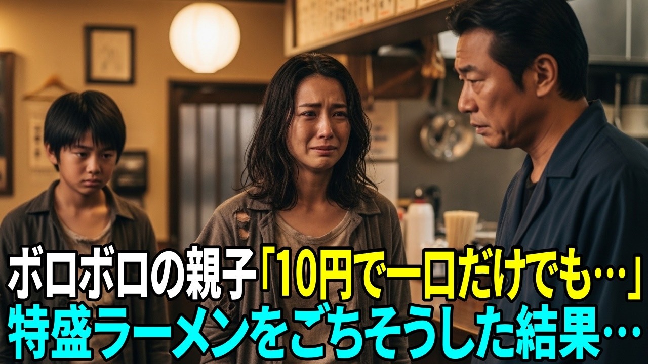 「お願いです…一口だけ」寒い夜のラーメン屋で震える親子に腹いっぱい食べさせたら、数日後“弁護士”が現れて…【感動する話】2