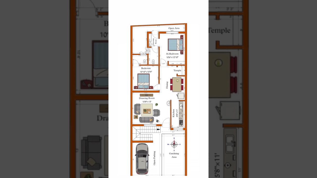 23&times;60 House Plan || 23&times;60 House Design || 23 &times;60 Floor Plan || #shorts #houseplan #floorplan