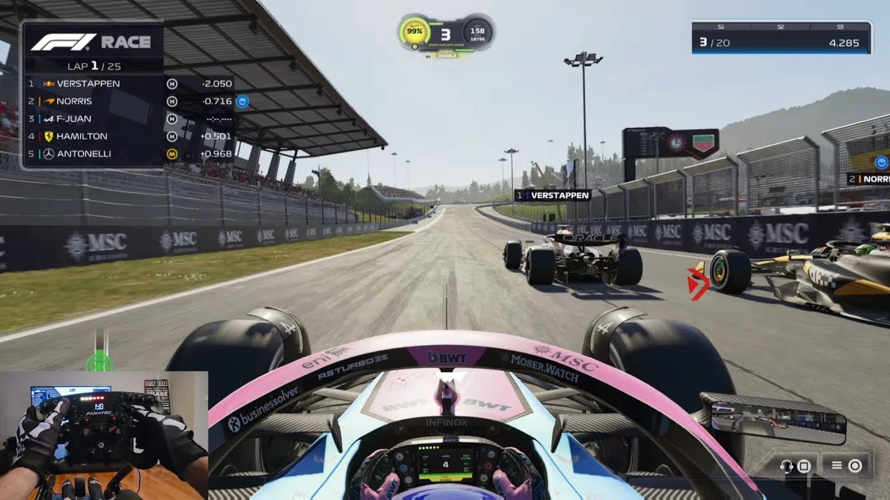 F1 25 Career Mode 100% Difficulty / Round 11 Austrian GP 25 Laps / Alpine / Steering wheel gameplay