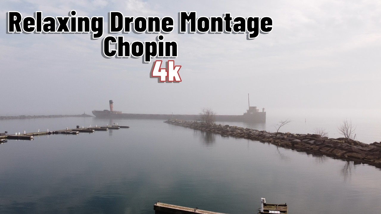 Relaxing drone montage of Lake Ontario set to Chopin