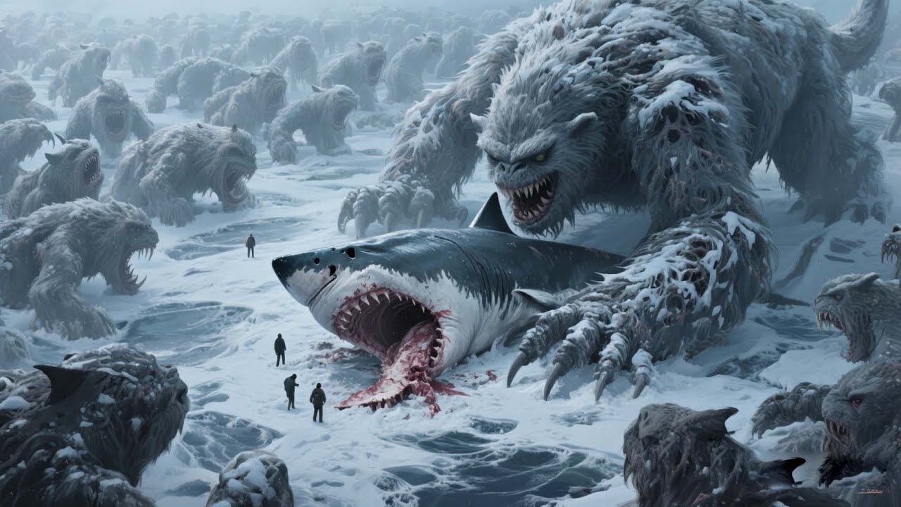 The mutant snow monster grabbed the mutant giant shark and ate it!【大雪怪 Snow Monster】