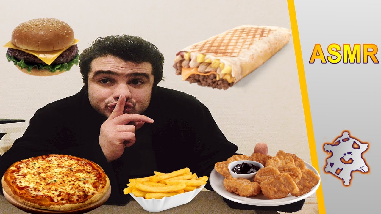 ASMR) DEGUSTATION ) fried pizza burger 🍕🍔 tacos nuggets  🍟🌮)Eating sounds, Eating show)