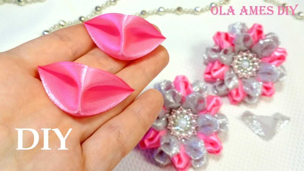 Ух ты! Как КРАСИВО получилось ❤️️ ЦВЕТЫ из ЛЕНТ - ЛЕГКО! ❤️️ Канзаши/ DIY Ribbon Flowers/ Ola ameS