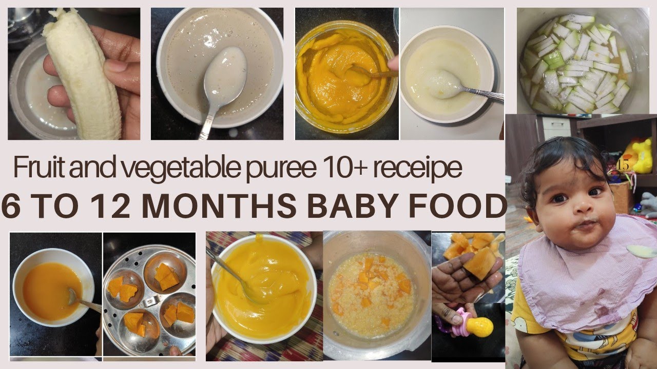 😋😍 10 Easy and Healthy 6 to 12 month baby food receipe😱| fruit and vegetable puree #babyfood #shorts
