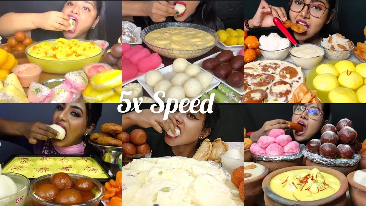 Indian Sweets Eating Asmr 😋😋 || Lots Of Sweets || 5x Speed Eating Sound || Indian Food Mukbang ||