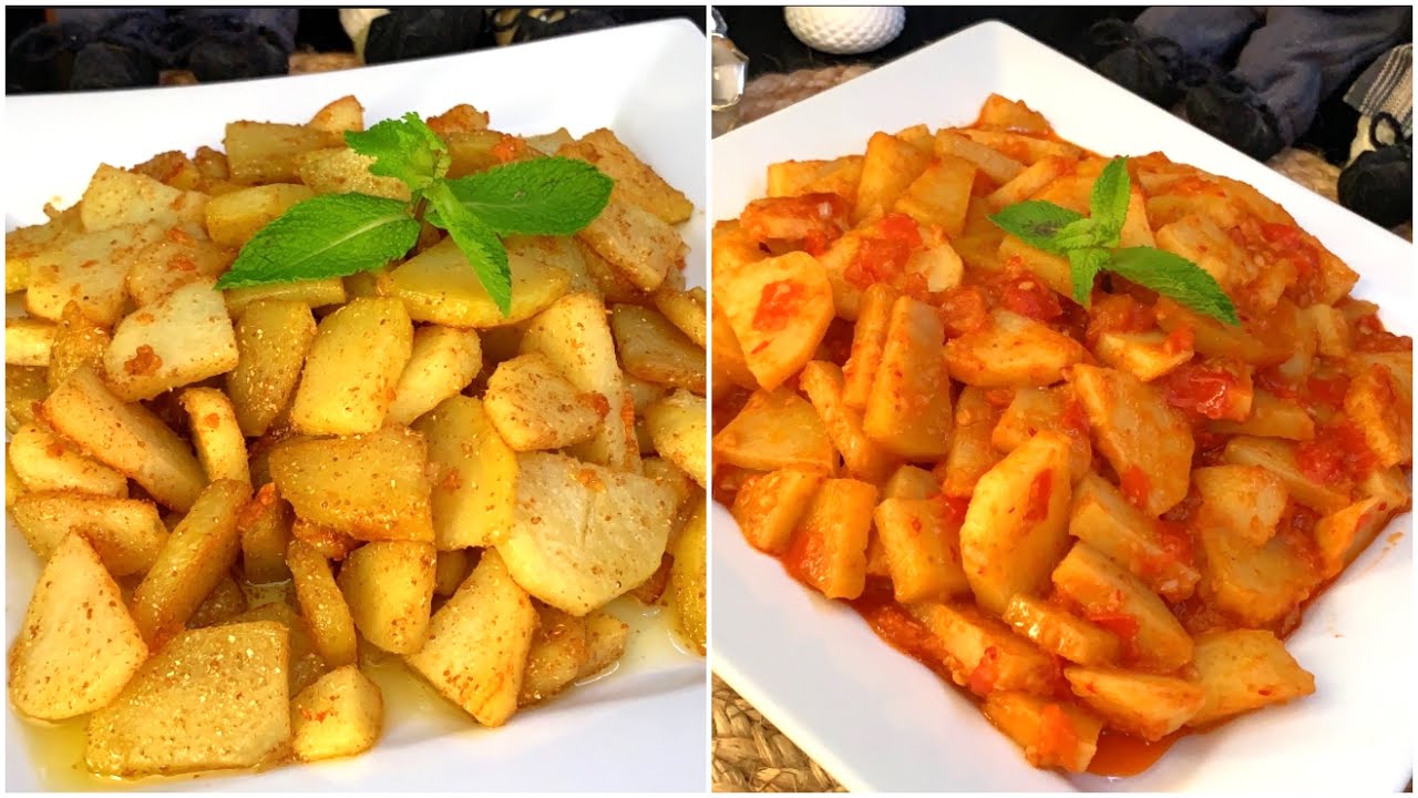 بطاطا بكزبرة وتوم مع مكمورة البطاطا بالبندورة اطيب والذ وصفتين للمبتديئن والعزابية 🤗