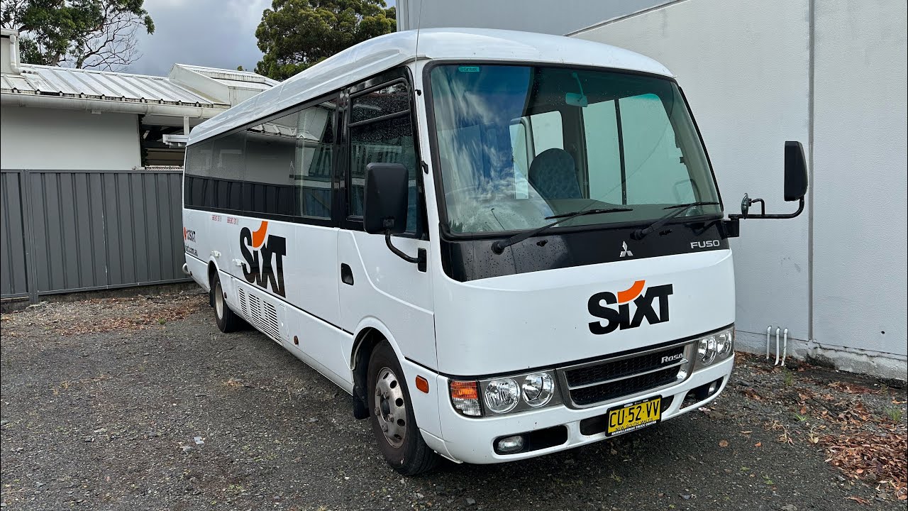 2019 Mitsubishi Rosa Deluxe walk around (NSW Rego “CU52VV”).