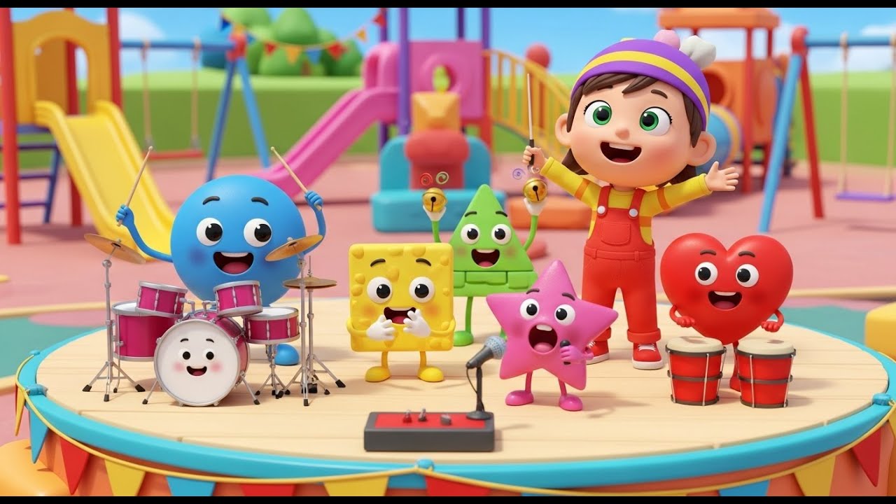 Shapes in the Playground Band Song for Kids | Learn Shapes, Colors, Numbers, Nursery Rhymes