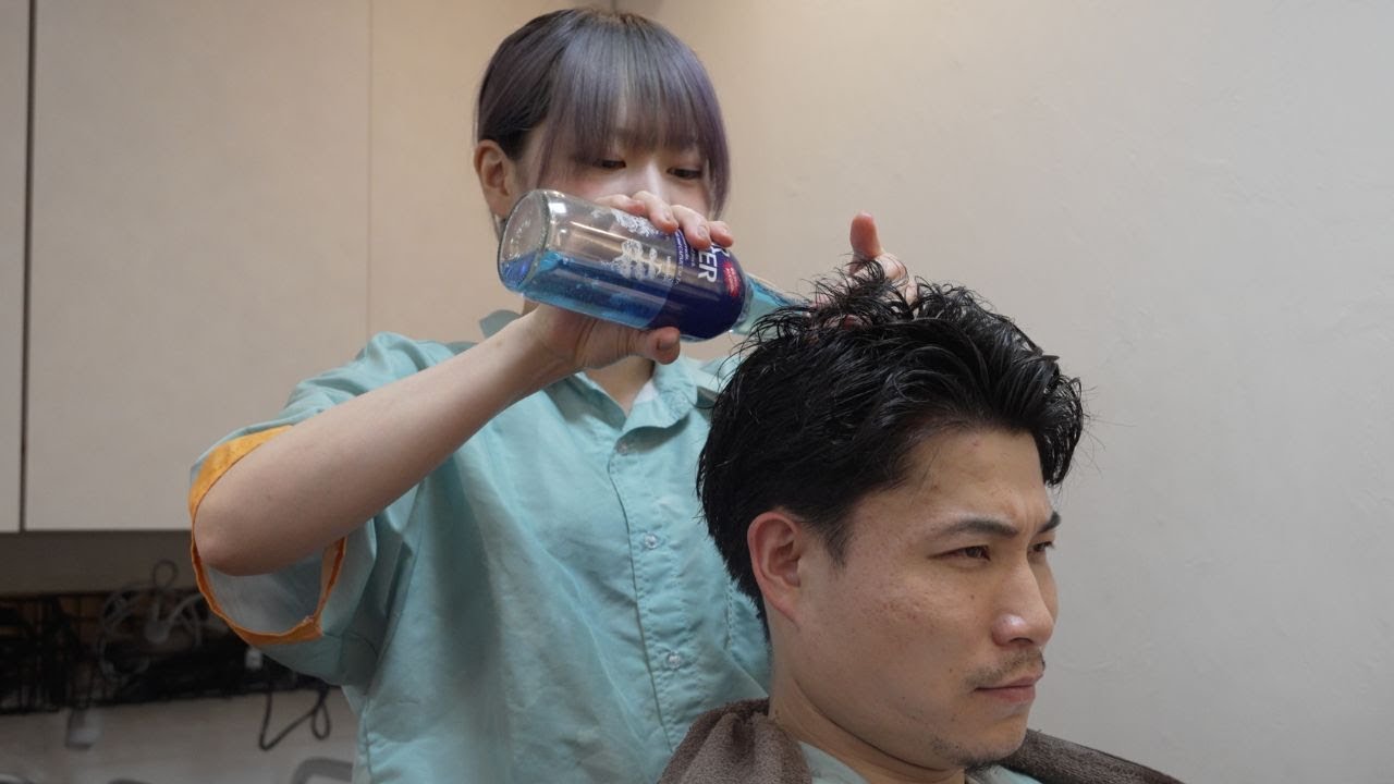【理容女子】床屋のヘッドスパでうとうとした後にハールワッサー