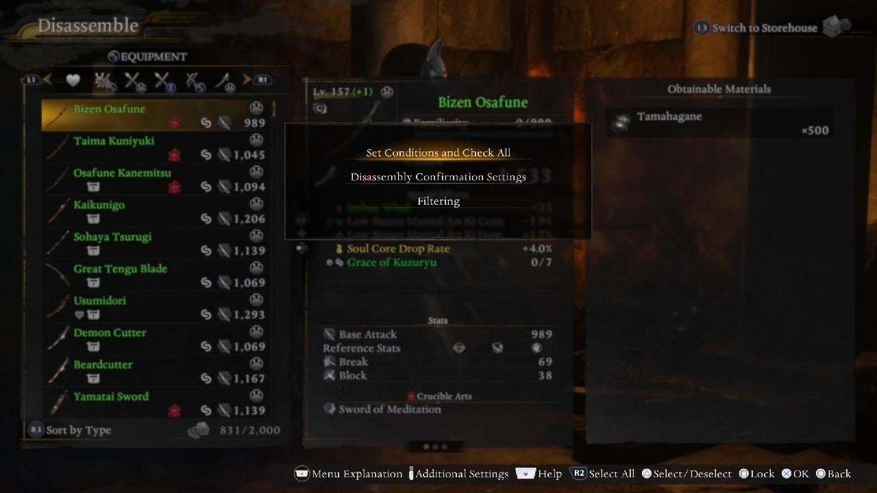 Nioh 3 - Shadows of the Three Oni (Shogun, LV Synced, +15 Gears) - Axe