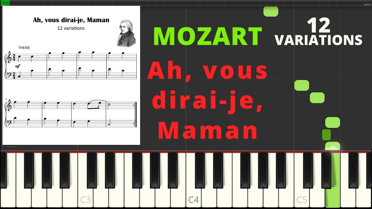 Ah, vous dirai-je Maman - 12 Variations in C Major for Piano – MOZART - KV 265 - TUTORIAL