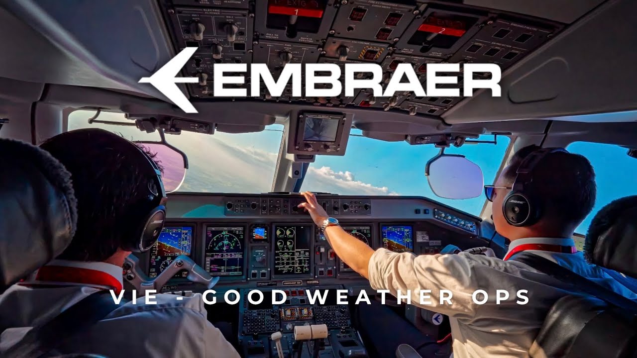 VIENNA | EMBRAER 195 COCKPIT LANDING - GOOD WEATHER OPS