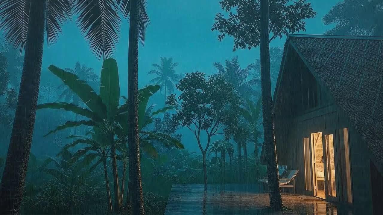 Quick Sleep with Light Rainfall and Rolling Rumble at Cozy Cabin 🌧️