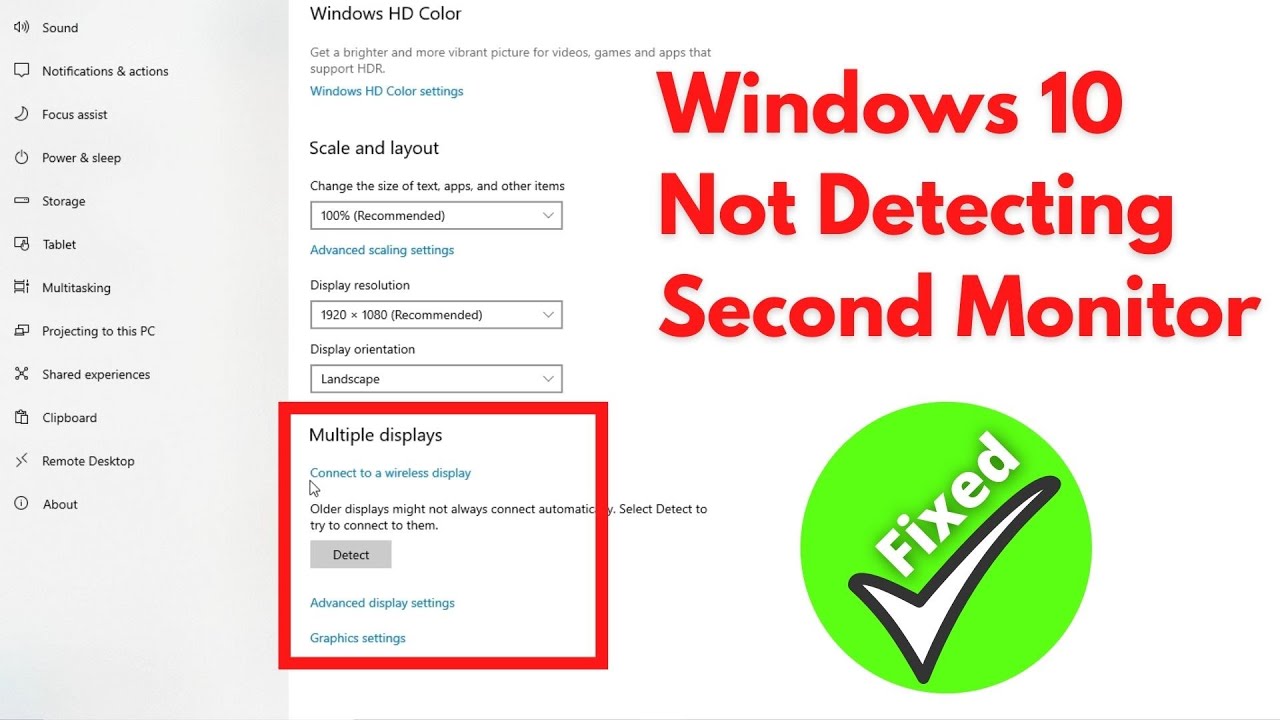 Windows 10 не обнаруживает второй монитор || Решение для подключения второго монитора в Windows 10