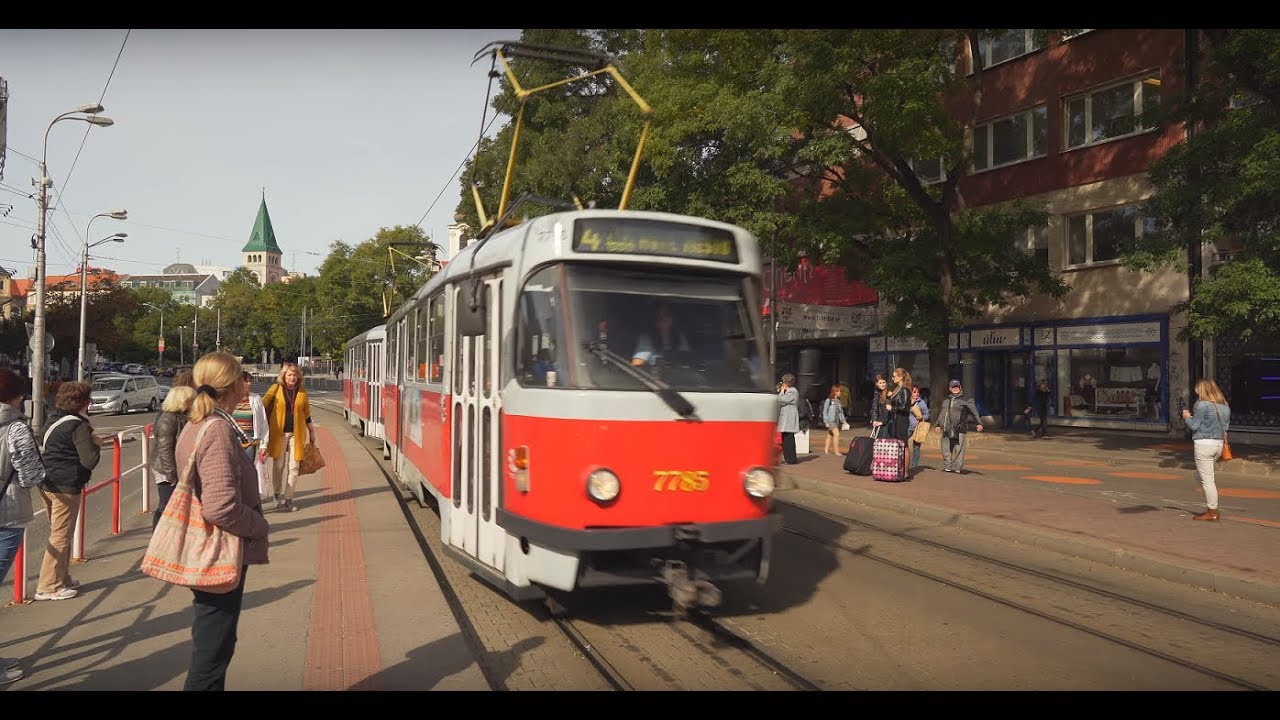 Slovakia, Bratislava, tram 4 ride from  Námestie SNP to ŽST Nové Mesto