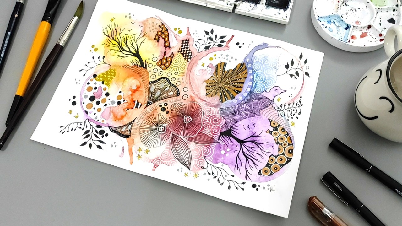 You Will Love This One: Creative Decorative Watercolor Zentangle Design