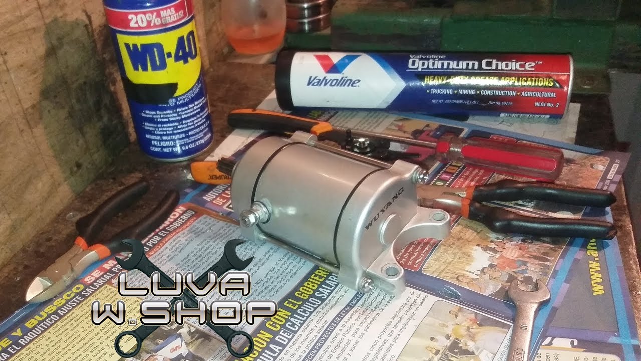 Revisión y limpieza motor de arranque de motocicleta. Check and clean starter motor.