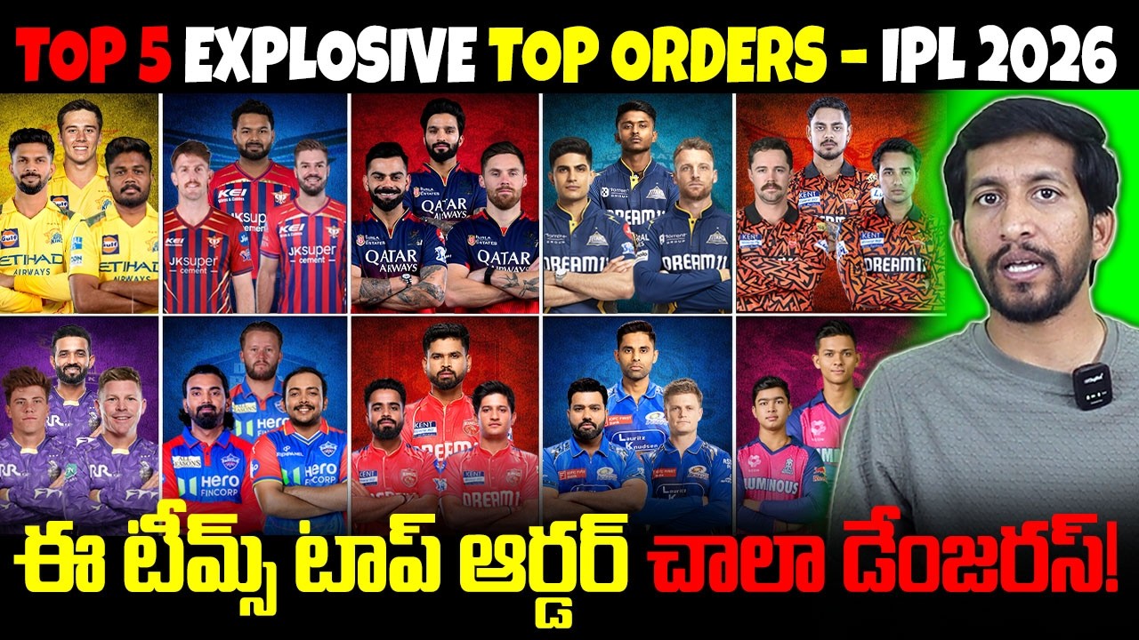 Top 5 Most Explosive Top Orders in IPL 2026 | All 10 IPL Teams Analysis In Telugu For 2026 IPL