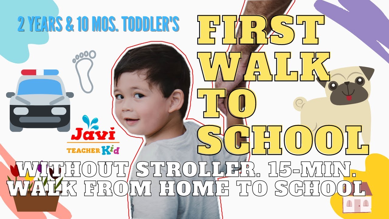 34 Months Toddler First Walk to Preschool Without Stroller | 15-minute Walk